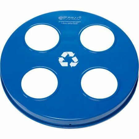 GLOBAL INDUSTRIAL Steel Multi-Stream Lid For 36 Gallon Trash Can, Blue w/ Recycle Logos 248CP010